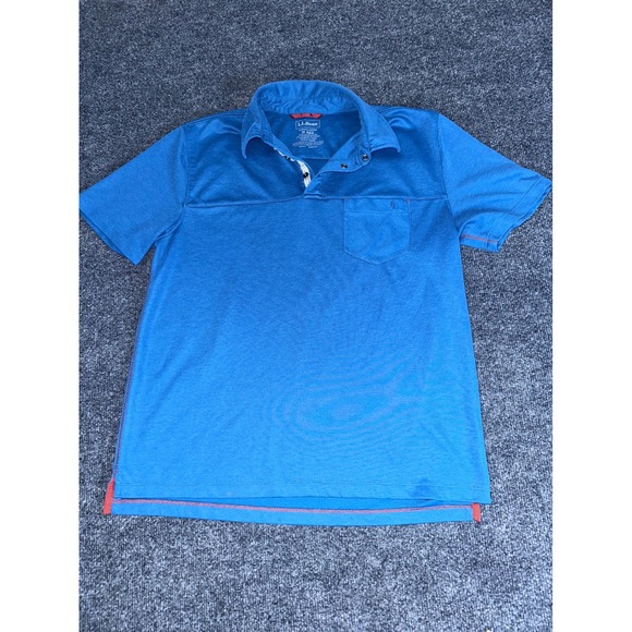 L.L. Bean Other - LL Bean Mens Blue Performance Polo Shirt Short Sleeve Snap Placket Medium Reg